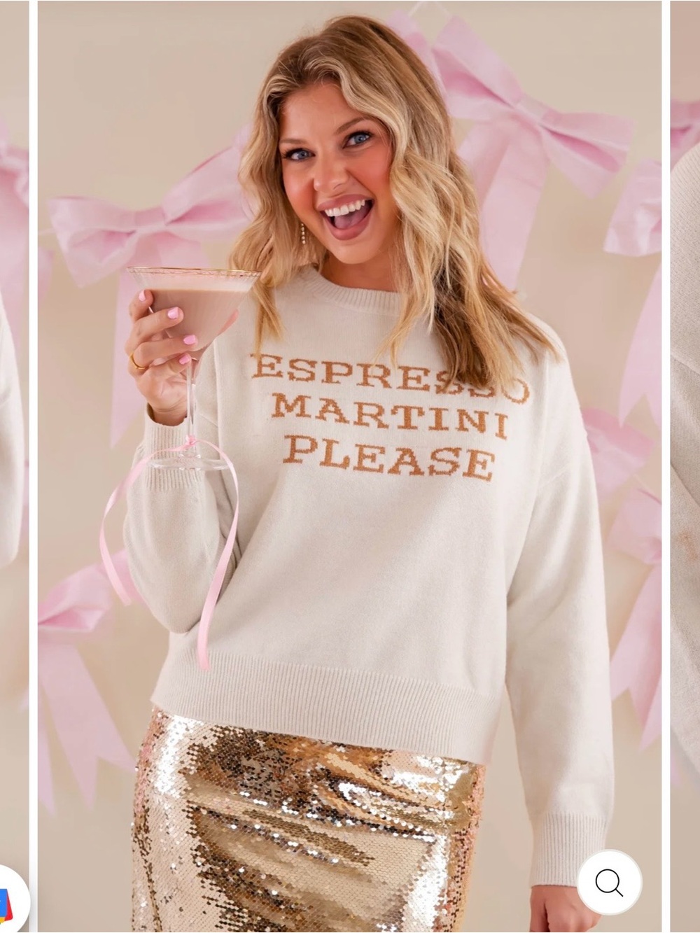 Cream 'Espresso Martini Please' Crewneck Sweater